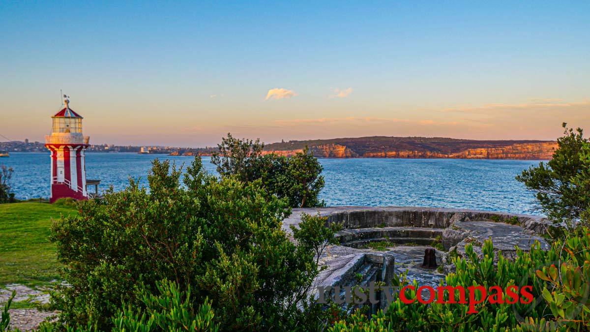 Hornby Lighthouse, old cannon placement, and Sydney Heads